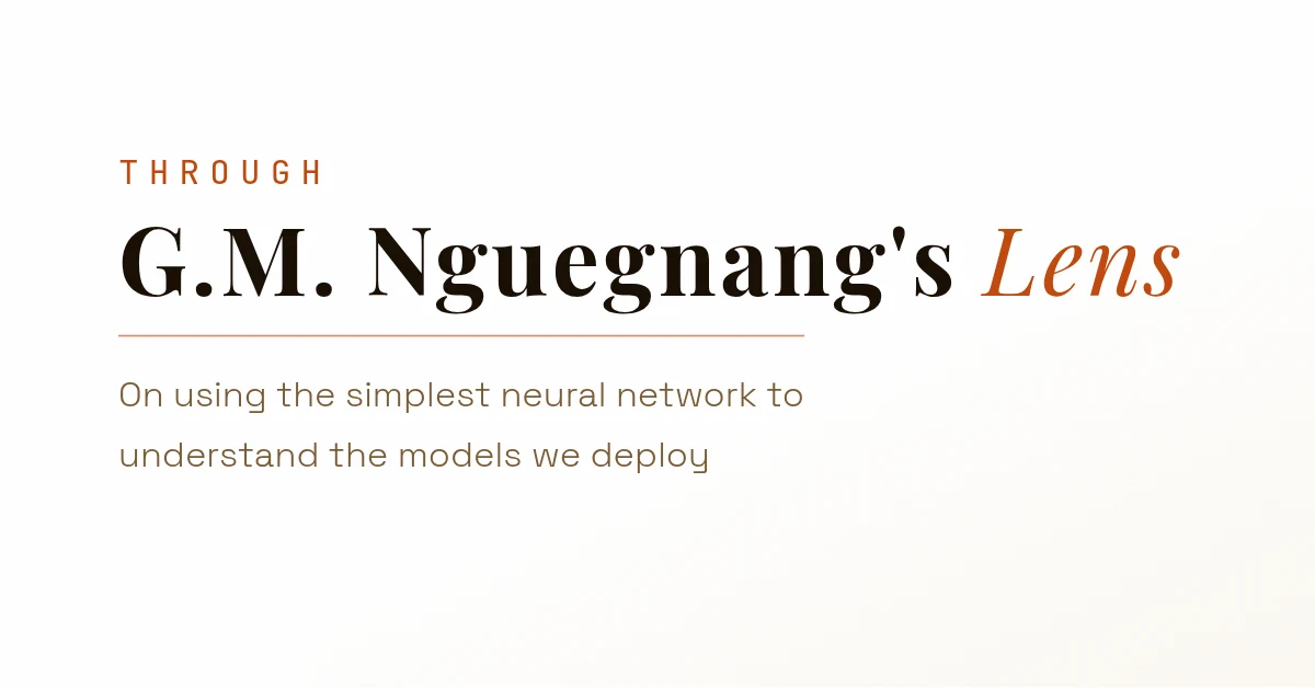 Through G. M. Nguegnang's Lens. On using the simplest neural network to understand the models we deploy